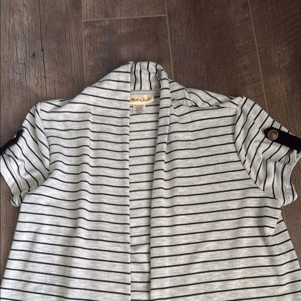Striped Short Sleeve Cardigan